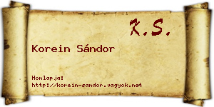 Korein Sándor névjegykártya